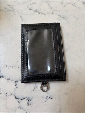Brighton Black Card ID Holder with Heart Charm